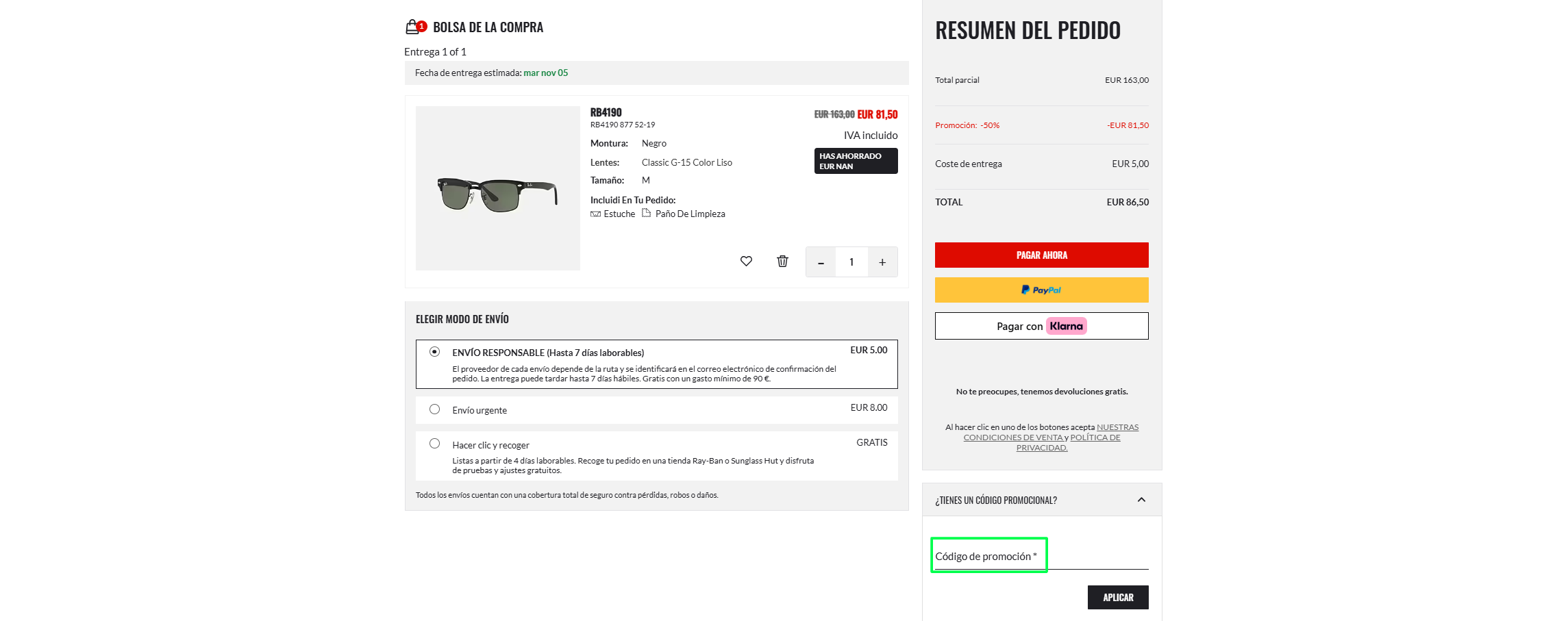 Orders codigo de promocion ray ban